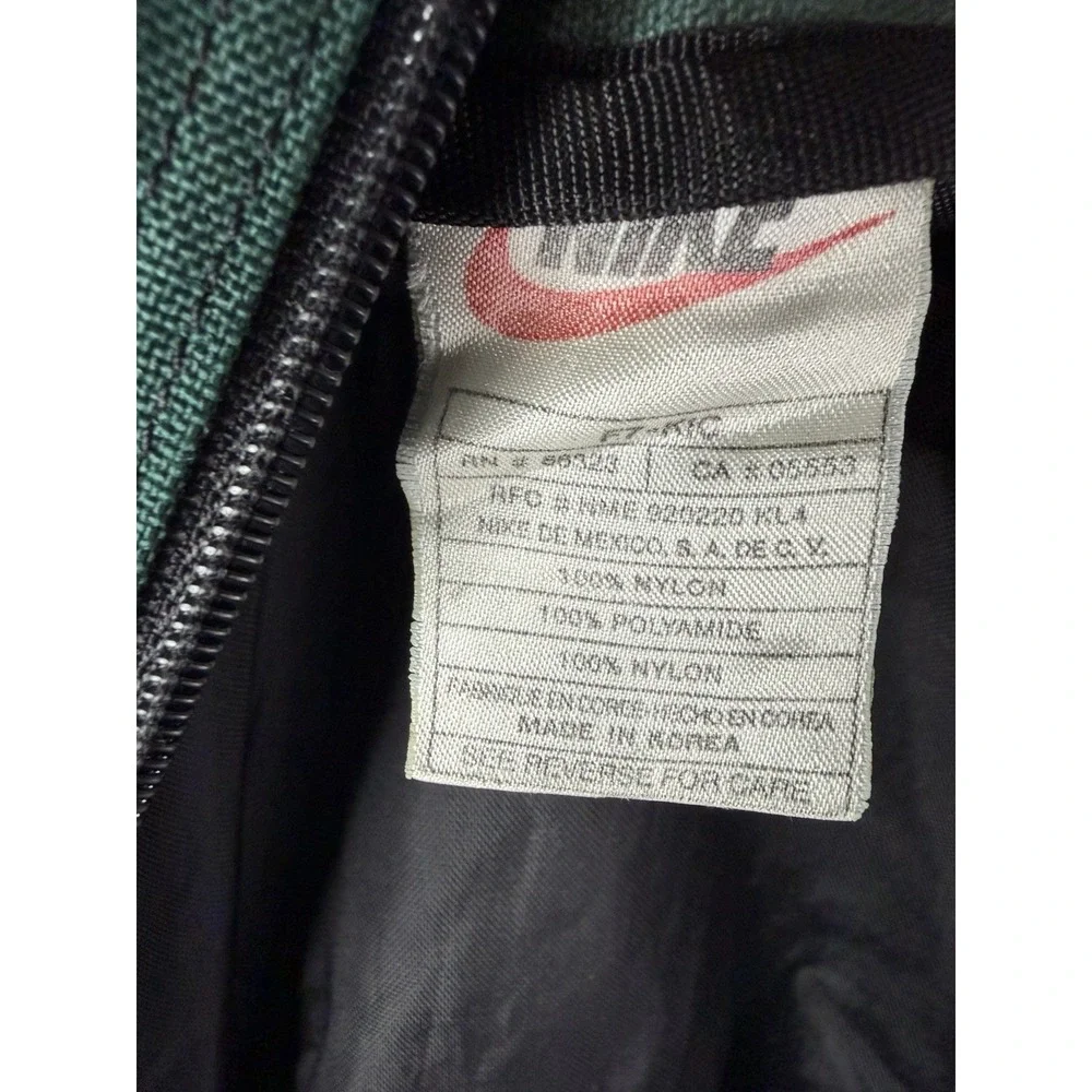 Vintage 90s NIKE Green/Brown LEATHER Base BACKPACK Athletic Outdoor Hike Gym Bag